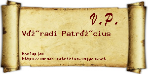 Váradi Patrícius névjegykártya